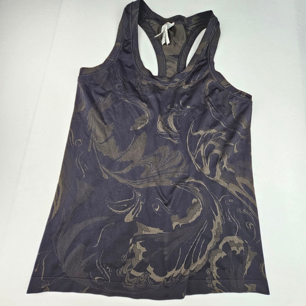 Athleta Momentum Tank Top Womens Medium Black Baroque Floral Jacquard Athleisure